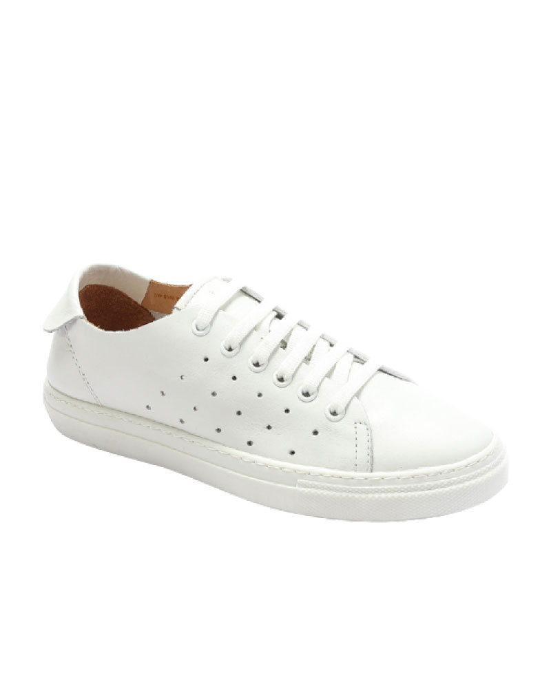 8040W-White_1 Genuine Leather Casual Sneaker - Image 1