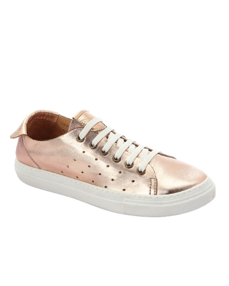 8040W-Peach-Gold_1 Genuine Leather Metallic Sneakers - Image 1