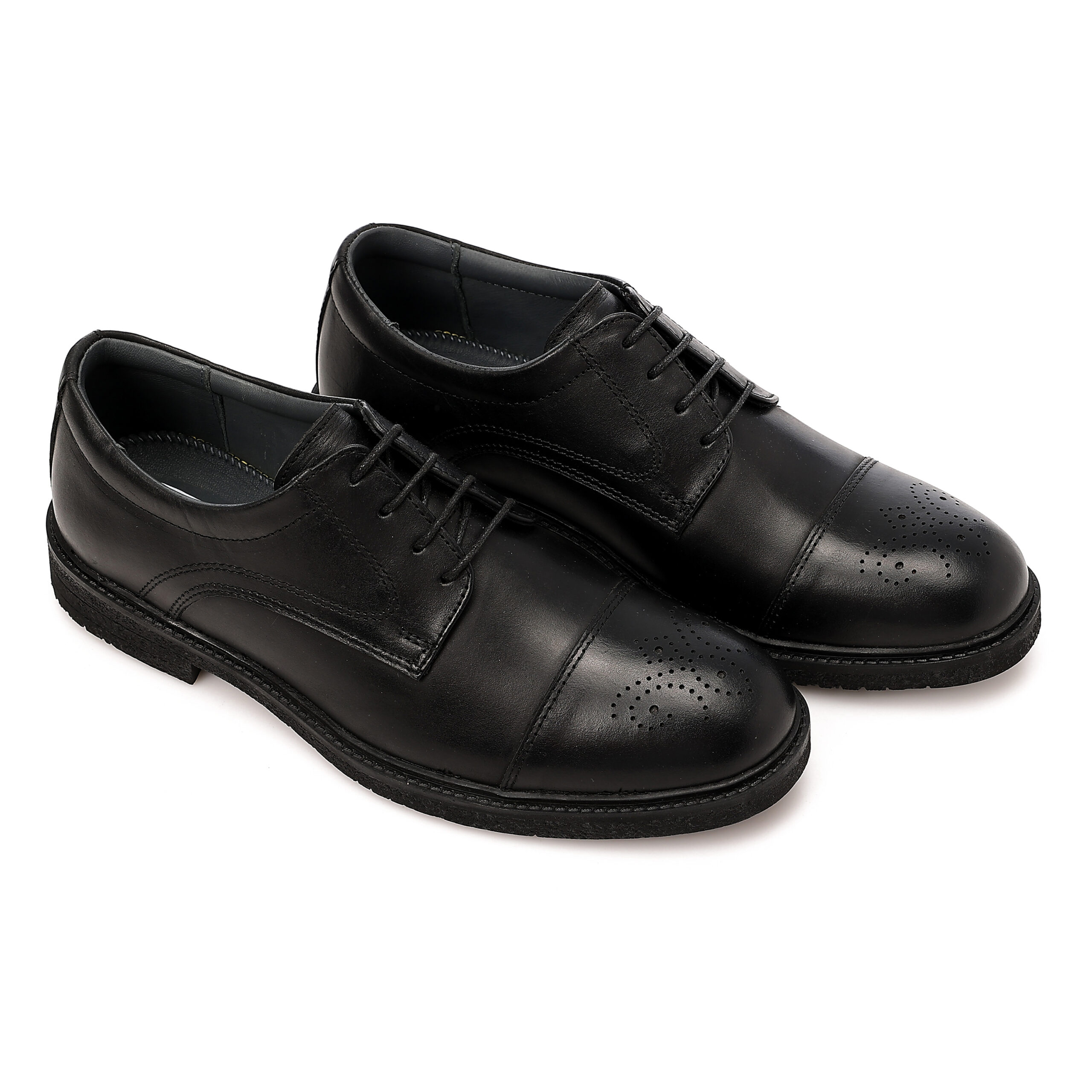 9568 Balck 0 Men's Classic Brogue Cap-Toe Derby Shoes - Image 1